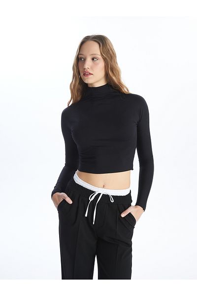 LC Waikiki LCW Vision - Crop Top pentru femei cu guler și mâneci lungi