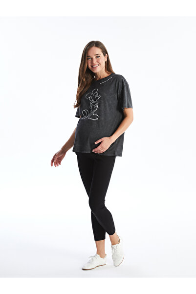 LC Waikiki Těhotenské tričko Mickey Mouse s potiskem Crew Neck - Krátký rukáv