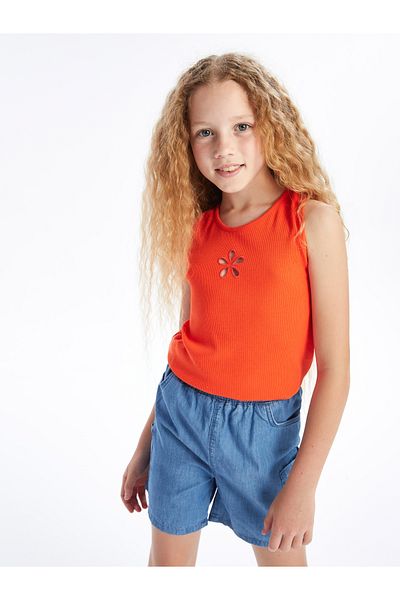 LC Waikiki Girl's Cargo Jean Shorts - Elastic Waist