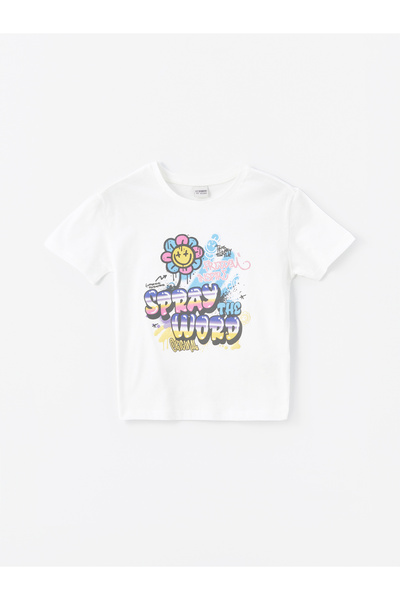 LC Waikiki Κοντομάνικο μπλουζάκι Girl - Crew Neck με στάμπα