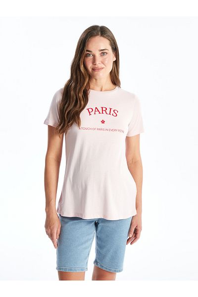 LC Waikiki Μπλουζάκι εγκυμοσύνης - Crew Neck, εμπριμέ, κοντομάνικο