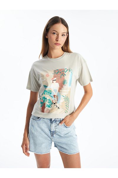 LC Waikiki Women's - Crew Neck Printed Short Sleeve T-Shirt