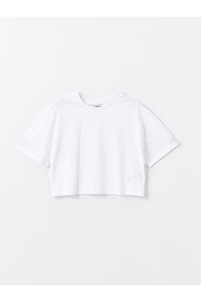 LC Waikiki Tricou crop pentru fete LCW Crew Neck Basic cu mânecă scurtă
