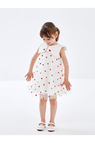 LC Waikiki Printed Crew Neck Sleeveless Dress for Baby Girl