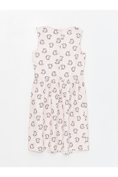 LC Waikiki Gemustertes Mädchenkleid mit Rundhalsausschnitt – 2er-Set