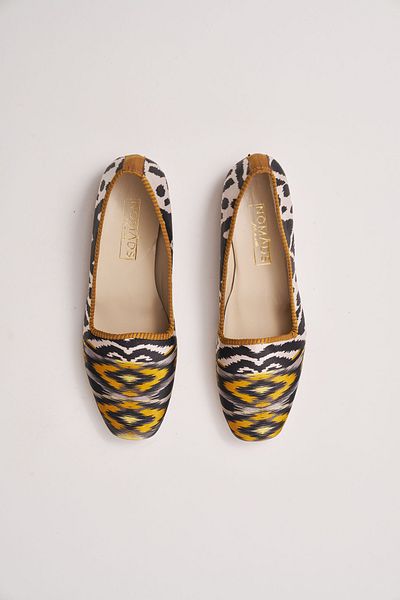 Nomads Felt İkat 8 Patterned 100% Silk Genuine Leather Ballerinas