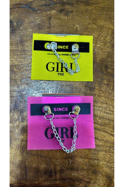 Gönülden Tasarım Set de 2 genți și accesorii pentru îmbrăcăminte pentru fete cu detaliu de lanț scris - 8x7 cm