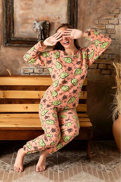 Sude HOMEWEAR Set de pijamale de pluș Pink Love Avocado