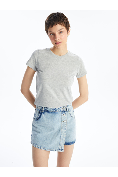 LC Waikiki Dámské tričko – výstřih, pevný střih, krátký rukáv