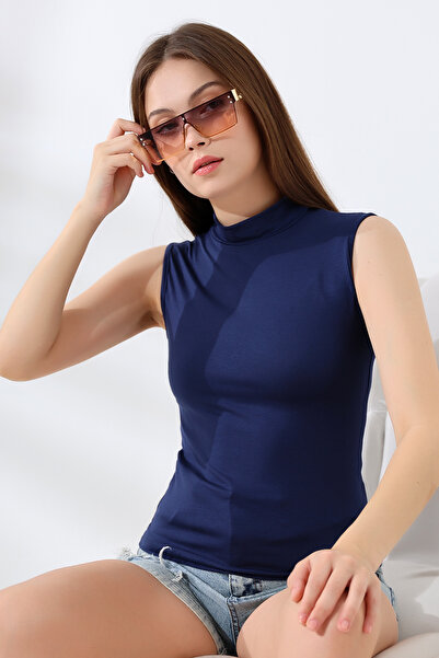 Endies Navy Blue Women's Sleeveless Body - 21757 Model