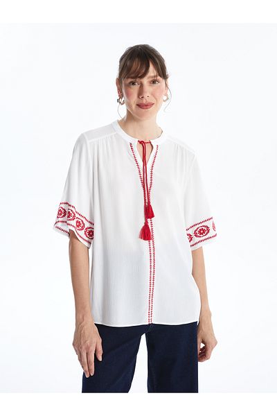 LC Waikiki Embroidery Detailed Tied Women's Blouse