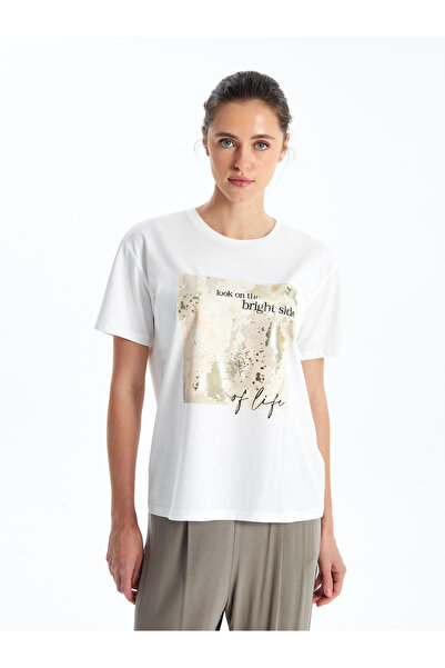 LC Waikiki Γυναικείο - Μπλουζάκι με κοντό μανίκι με στάμπα με λαιμόκοψη