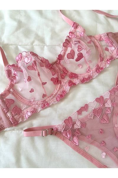 Feruzdesign Pink Underwire Shay Bralet Set