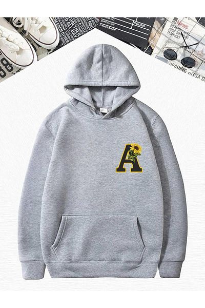 BENROMA Oversize Hooded Grey φούτερ - Letter Printed