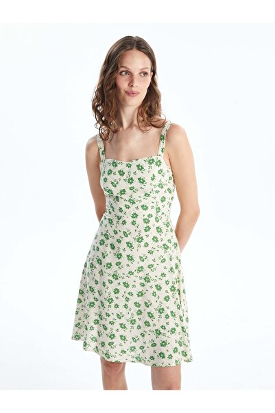 LC Waikiki Floral Patterned Heart Collar Women's Dress