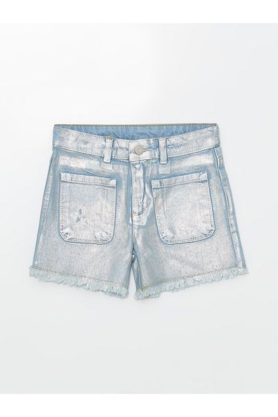 LC Waikiki Girl's Hologram Detailed Jean Shorts