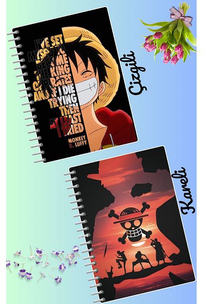 animeandyourworld طقم دفتر قطعة واحدة 2 قطعة مقاس A4 21*30 مخطط + مربعات 60 سي إف