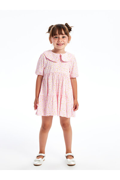 LC Waikiki Virágmintás babagalléros rövid ujjú ruha kislányoknak