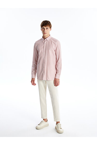 LC Waikiki Чоловіча сорочка з попліну в смужку з довгим рукавом