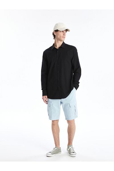 LC Waikiki Men's Gabardine Shirt - Regular Fit, Long Sleeve