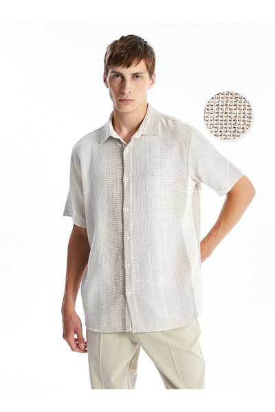 LC Waikiki Ανδρικό πουκάμισο με ριγέ Regular Fit - Κοντό μανίκι