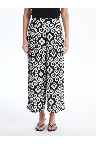 LC Waikiki Gemusterte Damen Capri mit Gummizug in der Taille