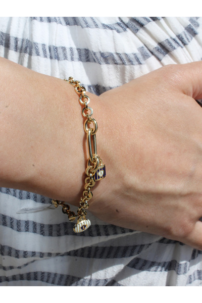 CETAŞ Mavi Kilit Sallantılı Cetaş Altın Bileklik