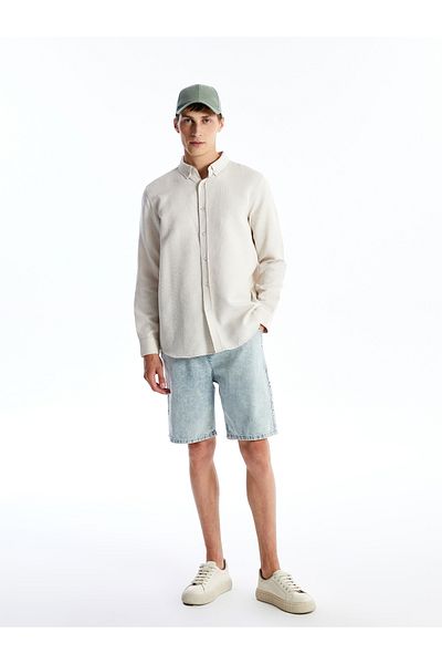 LC Waikiki Herrenhemd – Slim Fit, lange Ärmel, Dobby