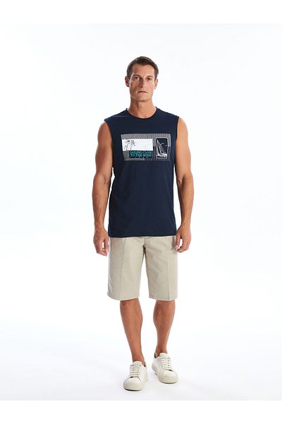 LC Waikiki Ärmelloses Herren-T-Shirt – Rundhalsausschnitt, bedruckt