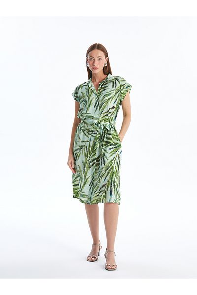 LC Waikiki Women's Shirt Dress - Patterned and Short Sleeve