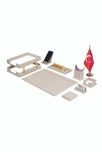 Makroofis Liya sümen Takımı 11 Parça Krem Masa Bayraklı