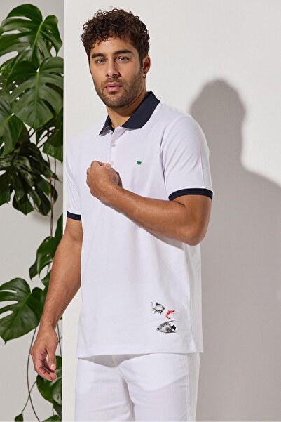 White By Nature Polo Neck Ocean T-shirt