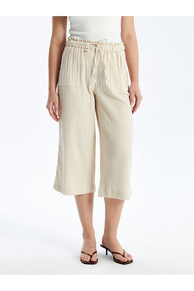 LC Waikiki Caprihose aus Musselin für Damen – flacher Schnitt mit elastischer Taille
