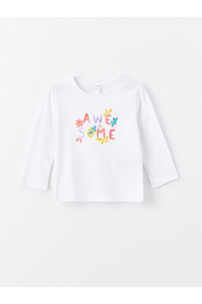 LC Waikiki Langärmliges bedrucktes Baby-Mädchen-T-Shirt – Rundhalsausschnitt