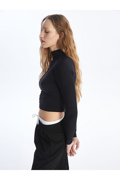 LC Waikiki LCW Vision - Crop Top pentru femei cu guler și mâneci lungi