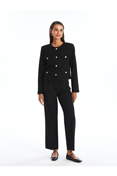 LC Waikiki Dámská bunda s dlouhým rukávem a výstřihem