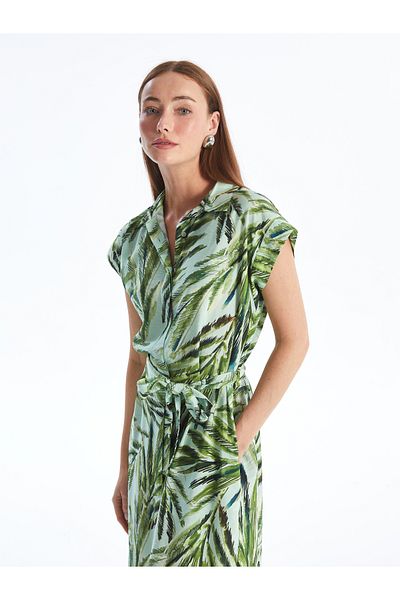 LC Waikiki Women's Shirt Dress - Patterned and Short Sleeve