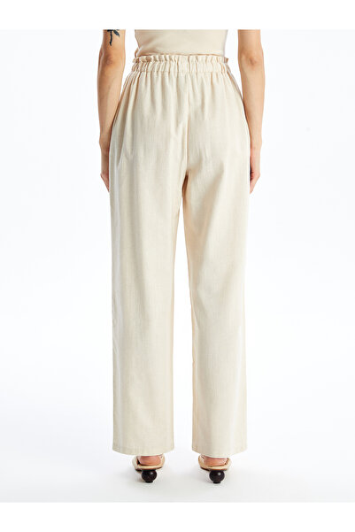 LC Waikiki Gerade Hose aus Leinenmischung für Damen mit elastischem Bund