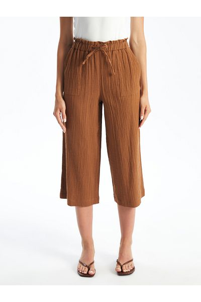 LC Waikiki Caprihose aus Musselin für Damen – flacher Schnitt mit elastischer Taille