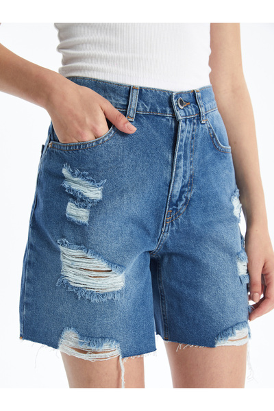 LC Waikiki Szakadt részletes Bermuda Fit női farmer rövidnadrág