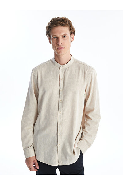 LC Waikiki Lněná pánská košile Slim Fit s dlouhým rukávem