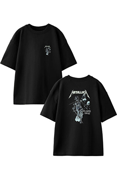 NMG TEKSTİL Tricou unisex negru oversize din bumbac Metallica Shadow