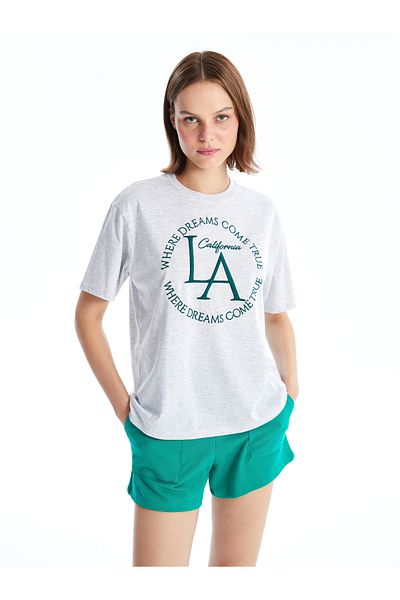 LC Waikiki Tricou oversize de damă cu detaliu de broderie - decolteu, mânecă scurtă