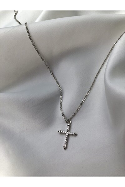 Claritas Takı Zirkon Taşlı Gümüş Kaplama Kılıç Haç Kolye