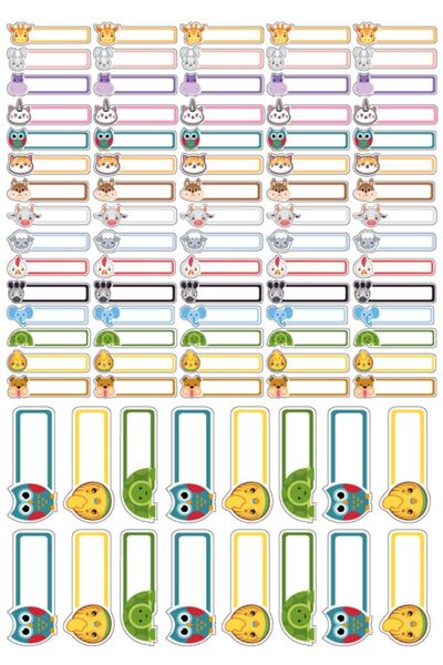 colortouch 182 Adet Hayvanlar Temalı Kalem-okul Etiketi