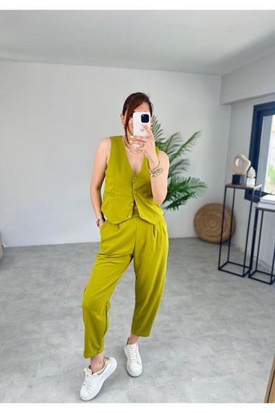 NESLİHAN KOCA Lycra Harem Vest Suit Set