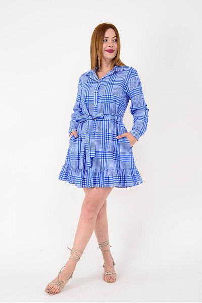 Park Moda AN10602 ROCHIE DE CAMĂȘĂ SCURTĂ CU MODEL PĂTRAT