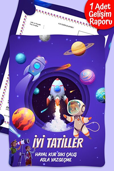 colortouch Uzay Temalı A4 Anaokulu Ana Sınıfı Gelişim Raporu Karne Kılıfı (KABI) 1 Adet Karne Süsleme 24x33 Cm