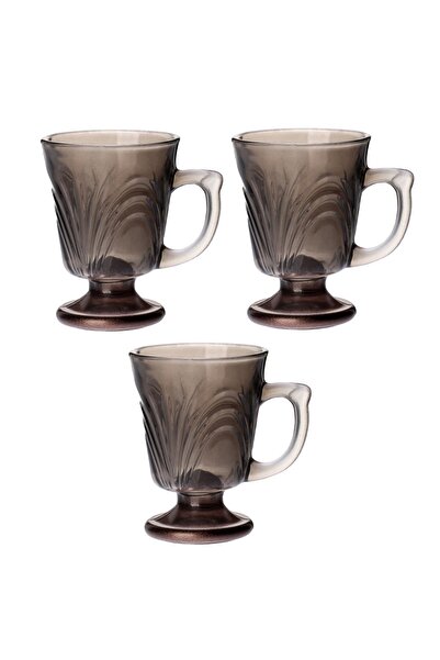 Peaceful 140 cc Üçlü Renkli Ayaklı Kulplu Bardak Seti