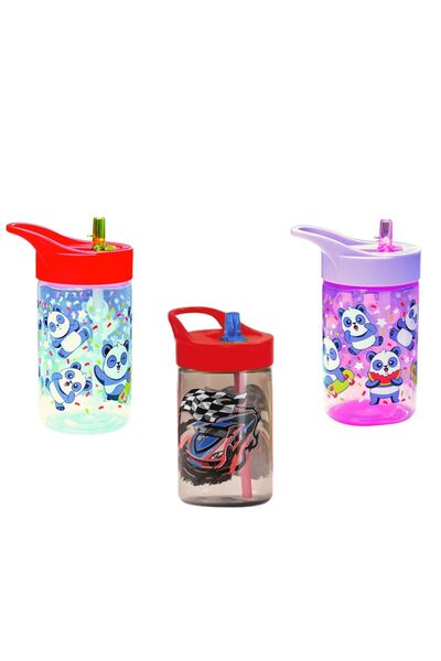 Peaceful 3 Adet Set Bpa Free 430 Cc Araba, Şeffaf Panda Ve Pembe Panda Desenl...
